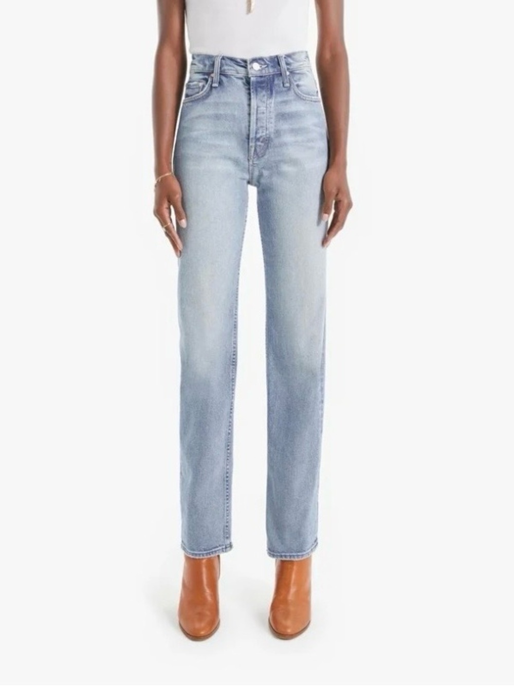 MOTHER the High Waisted Rider Skimp Straight Leg Jean in Give It Up Wash SZ 27
